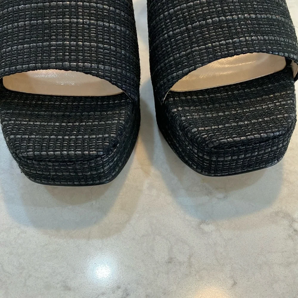 Ann Taylor Raffia Platform Mule‎ Sandals Black Sz 9.5- NIB